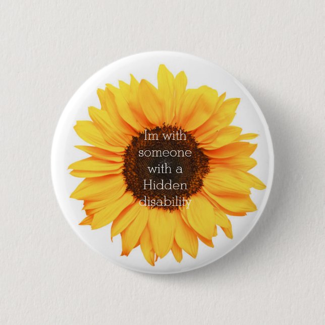 Badge de tournesol de sensibilisation aux handicap (Devant)