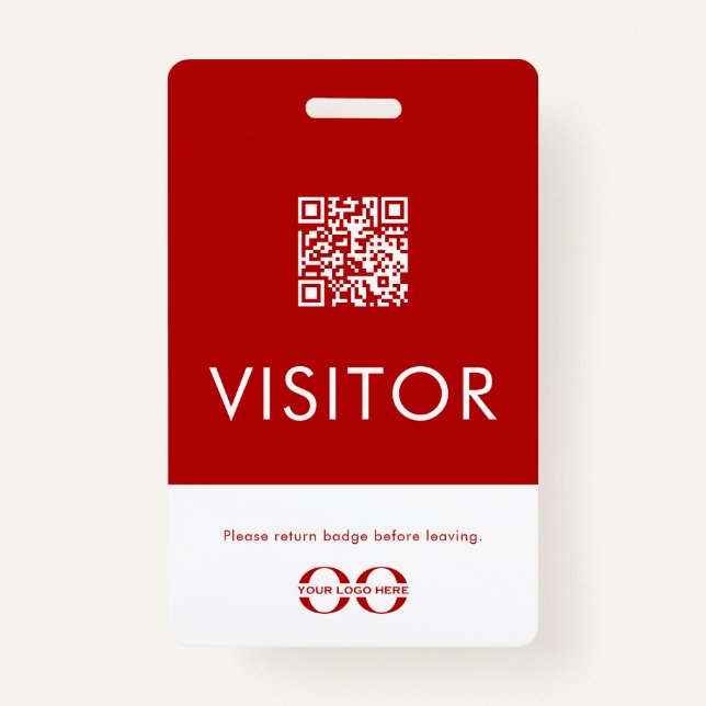 Badge de visiteur de code QR rouge personnalisé av (Devant)