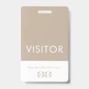 Badge de visiteur Logo de l'entreprise Beige