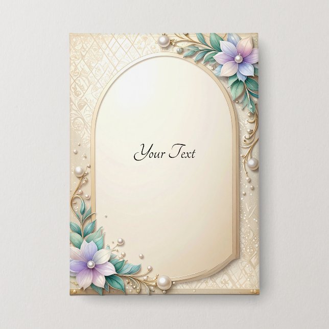 Badge Decorative Floral Frame with Pearls Button (Recto)