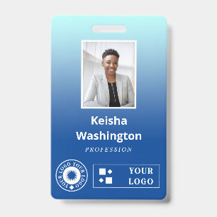 Badge Dégradé bleu Ajouter deux logos ID employé