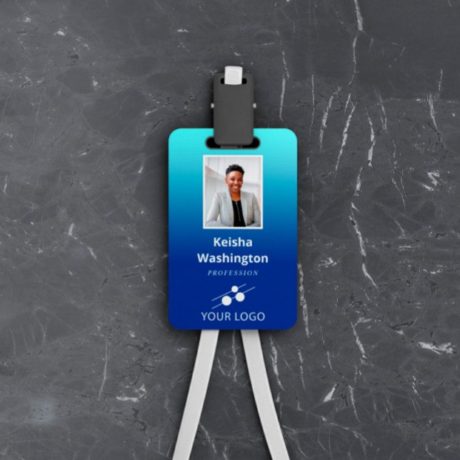 Badge Dégradé bleu Ajoutez votre logo ID employé (Créateur téléchargé)
