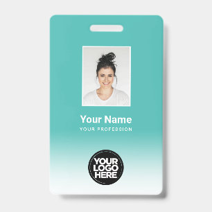 Badge Dégradé de photo d'employé personnalisé turquoise