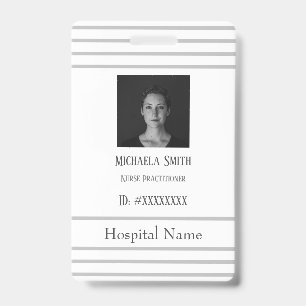 Badge d'employé d'hôpital minimaliste gris profess
