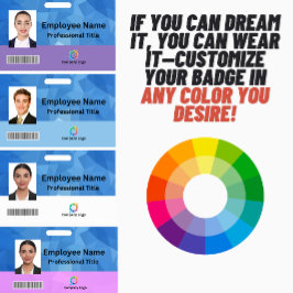 Badge d'employé personnalisé avec photo, code-barr