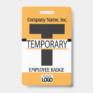 Badge d'employé temporaire avec votre logo - Or