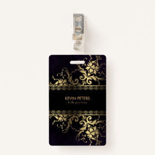 Badge Dentelle Et Fleurs D'Or