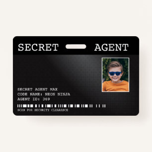 Badge d'espionnage de l'agent secret - NOIR