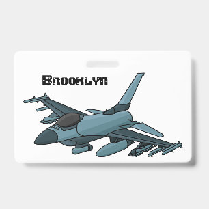 Badge Dessin animé d'avion de chasse militaire