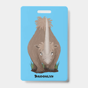 Badge Dessin animé de rhinocéros laineux élasmotherium m