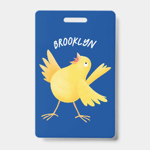 Badge Dessin animé d'un oiseau canari jaune chantant mig