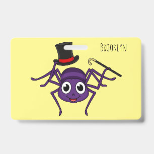Badge Dessin animé d'une jolie araignée en chapeau haut-
