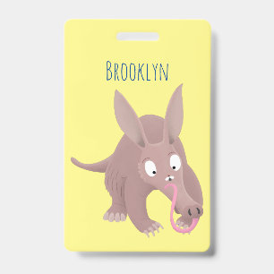 Badge Dessin animé mignon de l'aardvark drôle