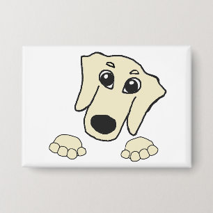 Badge dessin humoristique à la crème de dachshund