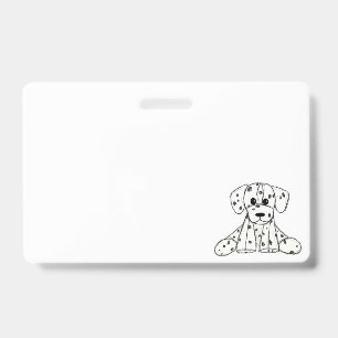 Badge Dessin simple de contour de chien Dalmatien rembou