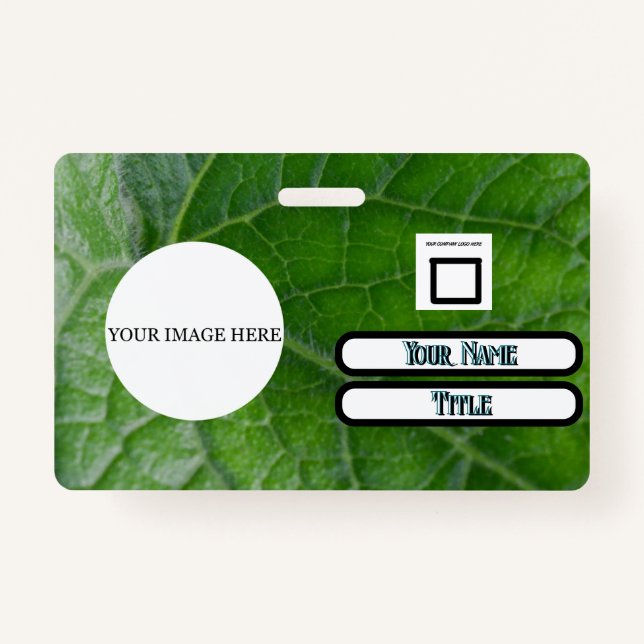 Badge Détails de la feuille verte Nom personnalisé Image (Devant)