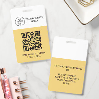 Badge d'événement Jaune Clair Code QR personnalisé