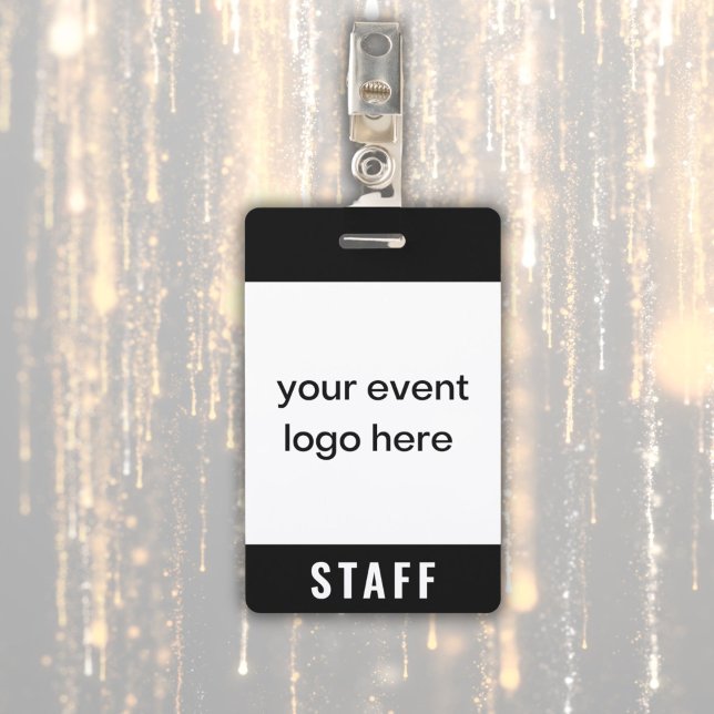Badge d'événement pour le personnel (Staff event badge with custom logo)