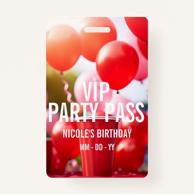 Badge d'événement VIP Birthday Party (Devant)
