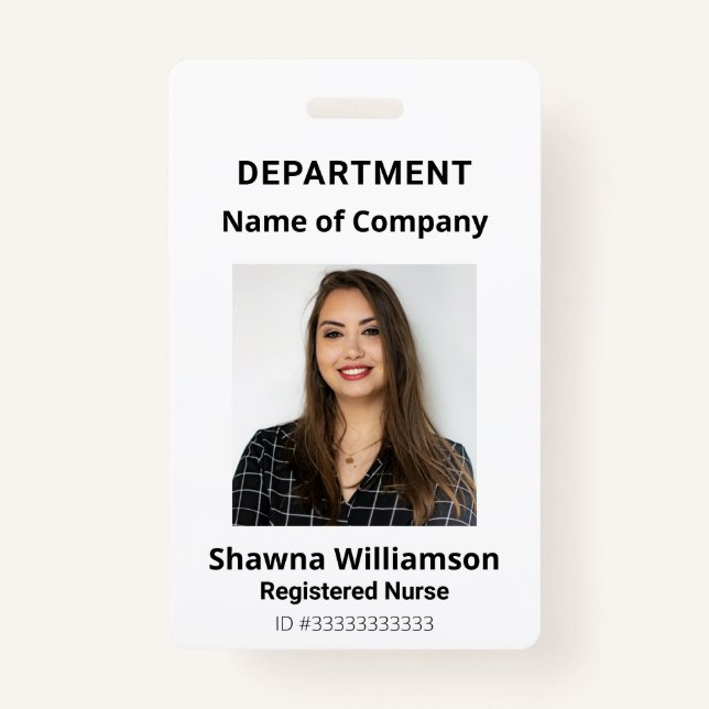 Badge d'ID code de barre de photos blanche profess (Devant)