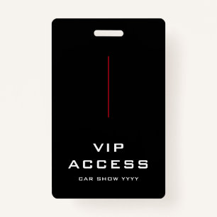 Badge d'ID d'accès VIP noir et blanc rouge