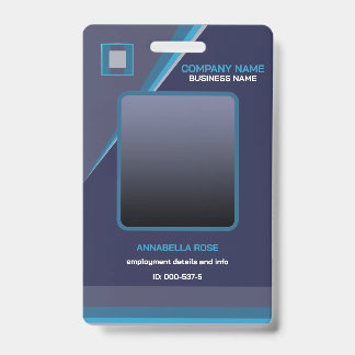 Badge d'ID d'entreprise moderne en bleu profond