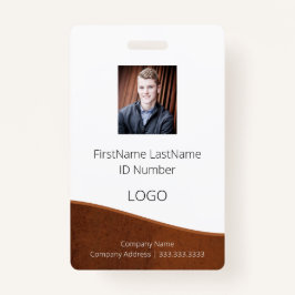 Badge d'ID employé Brown rustique avec code barre