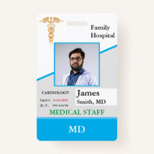 Badge d'ID employé Médicale personnalisé + code-ba