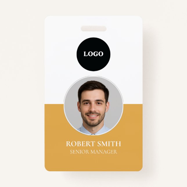 Badge d'ID employé personnalisé avec photo et code (Devant)