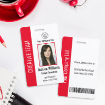 Badge d'ID employé personnalisé Rouge