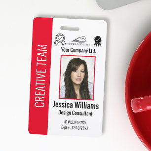Badge d'ID employé personnalisé Rouge