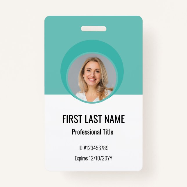 Badge d'ID employé personnalisé Turquoise (Devant)