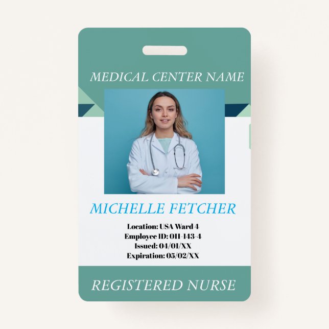 Badge d'ID photo de l'employé de l'hôpital personn (Devant)