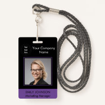 Badge d'ID photo de l'employé | Noir et violet | C