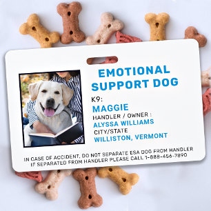 Badge d'ID photo du chien de soutien émotionnel