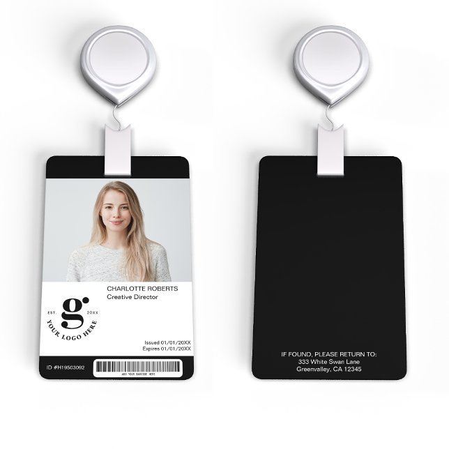 Badge d'ID photo noir et blanc (Créateur téléchargé)
