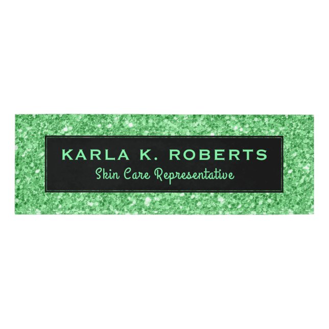 Badge D'identification Accentuation noire de Parties scintillant verte (Devant)