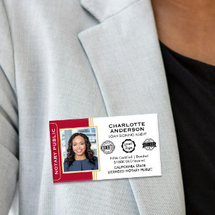 Badge D'identification Agent de signature de prêt public notaire classiqu