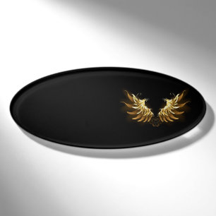 Badge D'identification Ailes d'Ange d'or sur arrière - plan noir