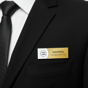 Badge D'identification Ajouter un logo   Titre d'aimant élégant simple mo