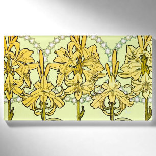 Badge D'identification Alfonse Mucha Art Nouveau Lily motif floral