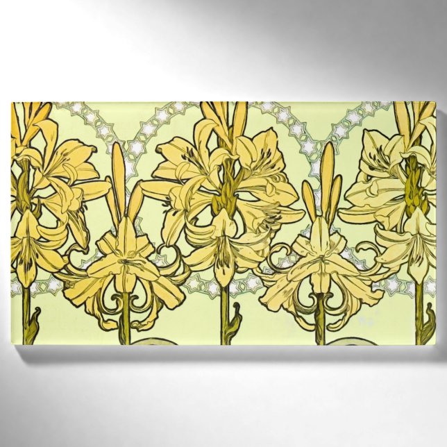 Badge D'identification Alfonse Mucha Art Nouveau Lily motif floral (Devant)