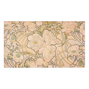 Badge D'identification Alfonse Mucha Art Nouveau Peonies