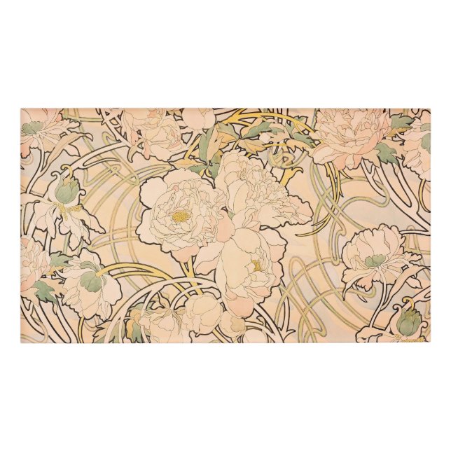 Badge D'identification Alfonse Mucha Art Nouveau Peonies (Devant)