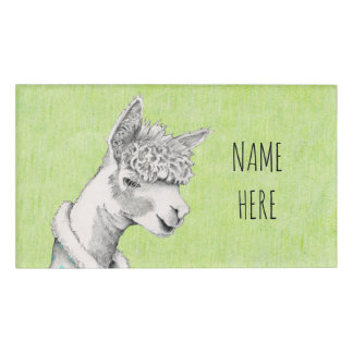 Badge D'identification Alpaca sur l'étiquette de nom du rectangle vert