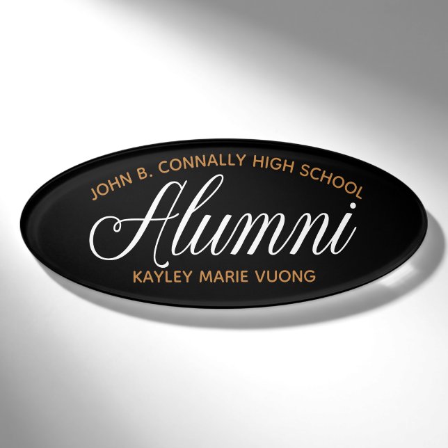 Badge D'identification Alumine Black Gold High School Réunion personnalis (Devant)