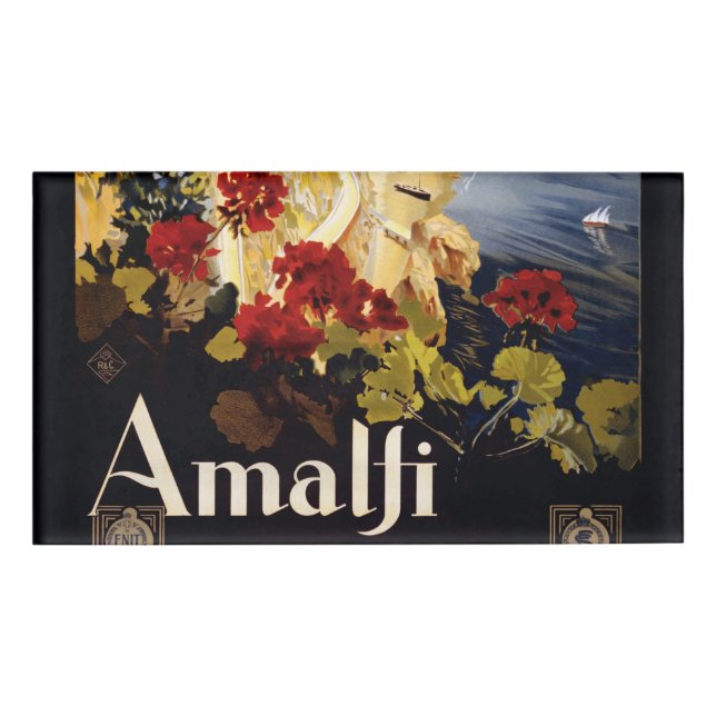 Badge D'identification Amalfi Italie Poster de voyage Graphique d'art (Devant)