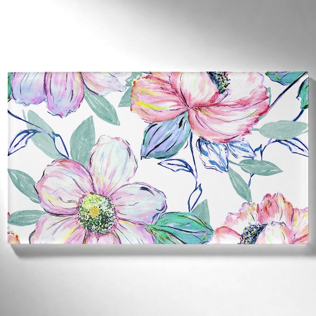 Badge D'identification Ambiance romantique aquarelle fleurs peintures à l (Devant)