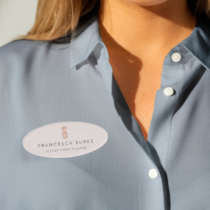 Badge D'identification Ananas Rose en or Faux