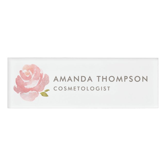 Badge D'identification Aquarelle Chic Rose rose rose (Devant)